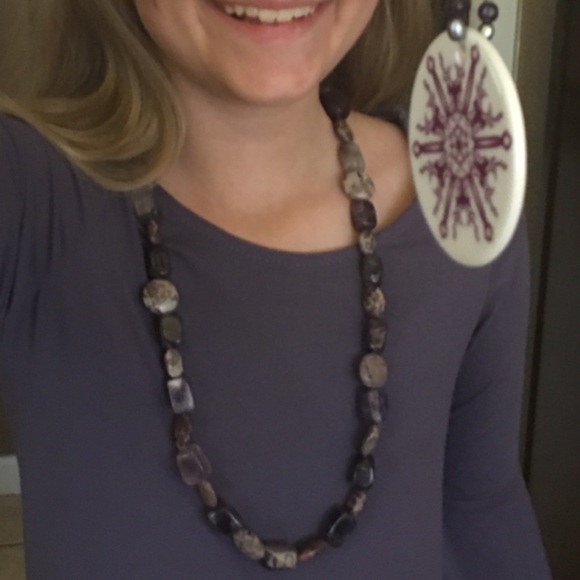 Banded Amethyst & Lavender Jasper Necklace - Picture 6 of 8